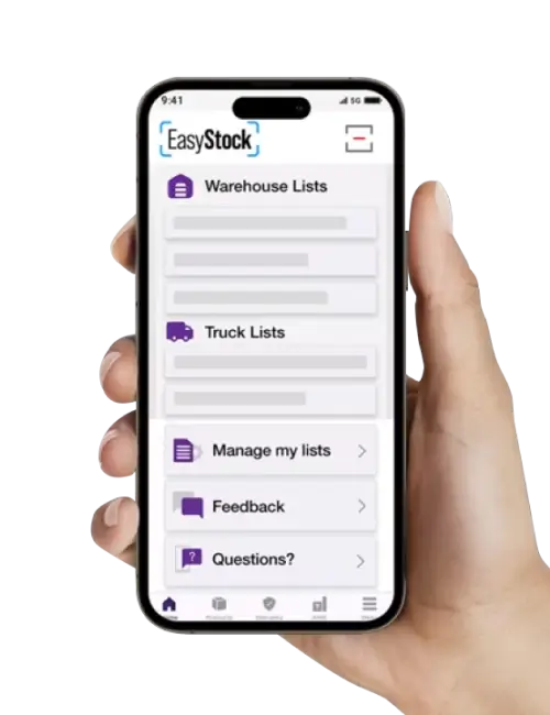 Checking on Easy Stock Mobile App on a mobile phone held on a hand